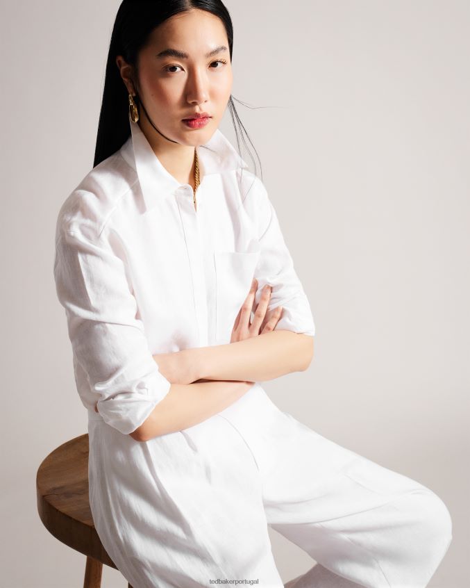 roupas Ted Baker camisa de linho espinhel dorahh branco mulheres 8X6HDF463