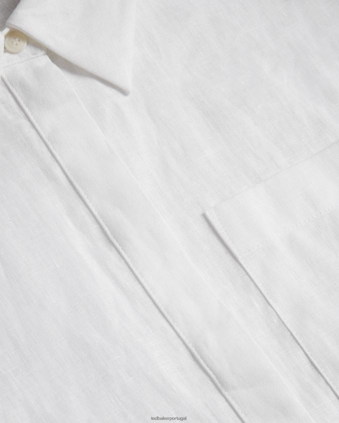 roupas Ted Baker camisa de linho espinhel dorahh branco mulheres 8X6HDF463