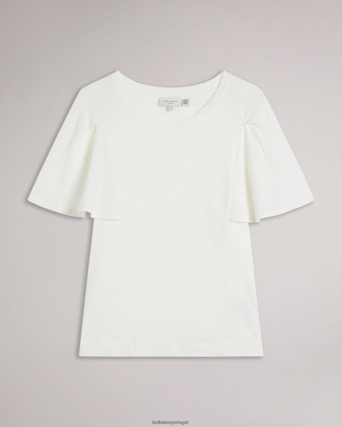roupas Ted Baker camiseta hallenn manga babado branco mulheres 8X6HDF471