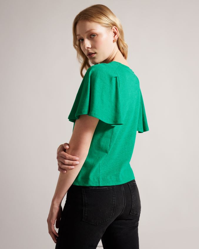 roupas Ted Baker camiseta hallenn manga babado verde mulheres 8X6HDF449