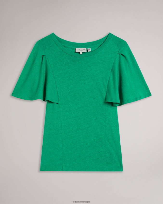 roupas Ted Baker camiseta hallenn manga babado verde mulheres 8X6HDF449