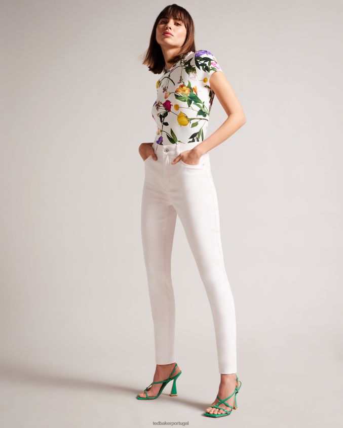 roupas Ted Baker camiseta justa vikina com gola torcida branco mulheres 8X6HDF259