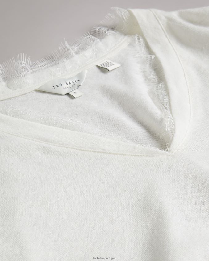 roupas Ted Baker colete effiy com decote em V e decote em renda branco mulheres 8X6HDF138