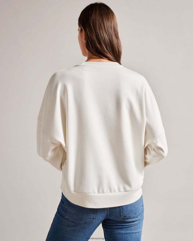 roupas Ted Baker Marene suéter gráfico com flor texturizada branco mulheres 8X6HDF265