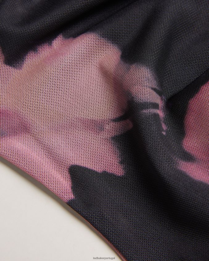 roupas Ted Baker aleeina blusa de malha com estampa abstrata de manga comprida preto mulheres 8X6HDF414