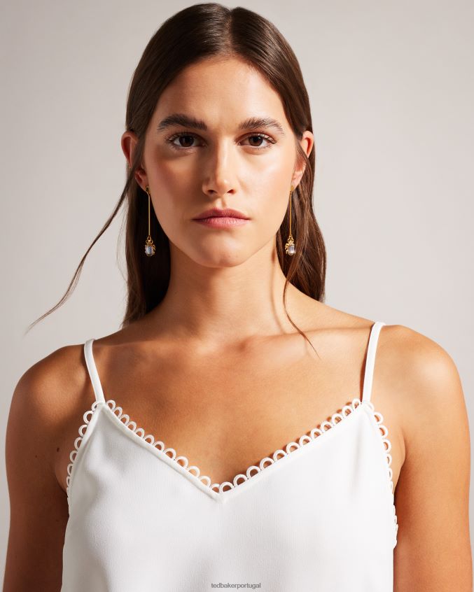 roupas Ted Baker andreno cami de tiras com acabamentos em laço branco mulheres 8X6HDF173