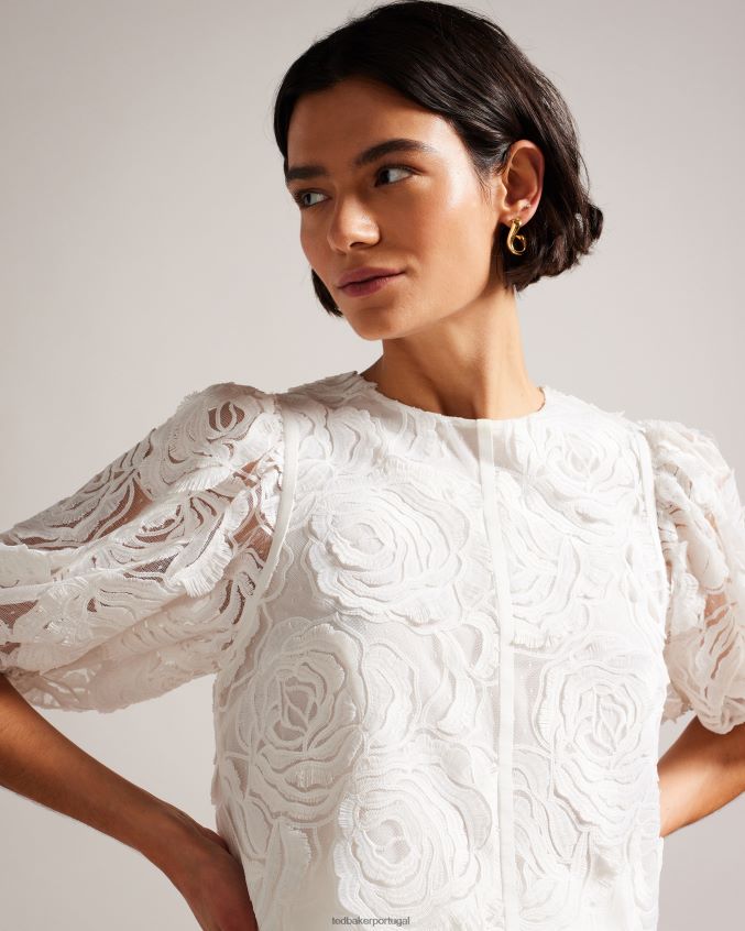 roupas Ted Baker blusa de manga bufante eliiy boxy fit branco mulheres 8X6HDF296
