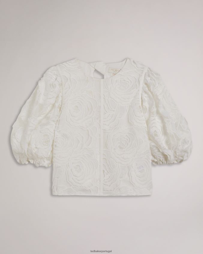 roupas Ted Baker blusa de manga bufante eliiy boxy fit branco mulheres 8X6HDF296