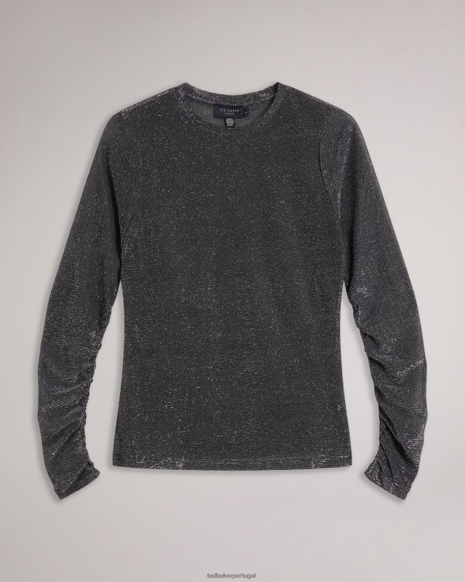 roupas Ted Baker blusa manga longa brilhante genini preto mulheres 8X6HDF115