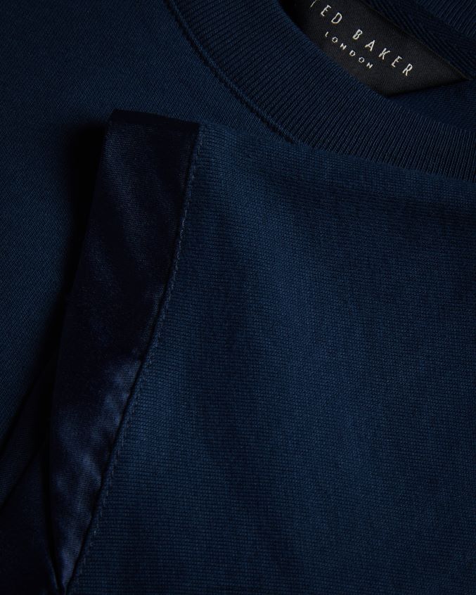 roupas Ted Baker camiseta carmyn manga rolê com ponto de cetim magnólia marinha mulheres 8X6HDF308