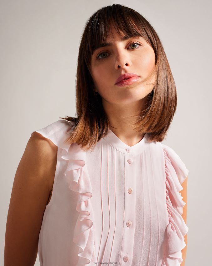 roupas Ted Baker evalie top sem mangas com babados nude claro mulheres 8X6HDF254