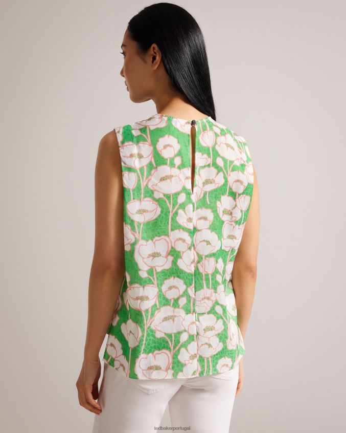 roupas Ted Baker kelany top manga curta com detalhe nos ombros verde mulheres 8X6HDF3