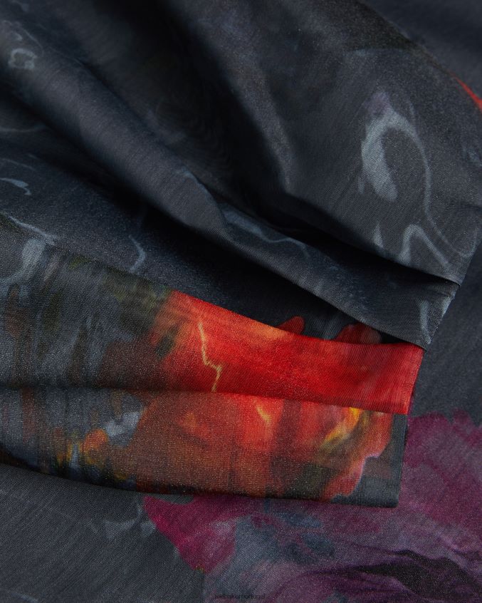 roupas Ted Baker top cropped quadrado ayymee com manga bufante preto mulheres 8X6HDF68