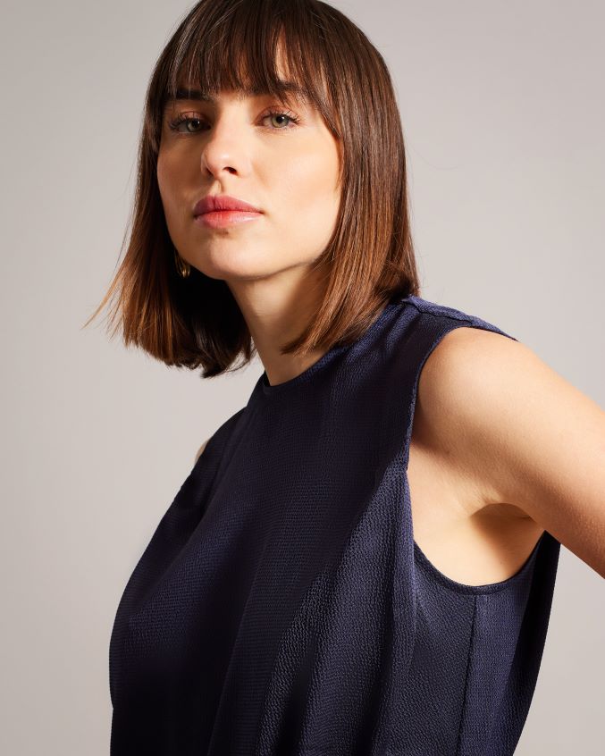 roupas Ted Baker top de cetim martelado sem mangas jamihla marinha mulheres 8X6HDF433