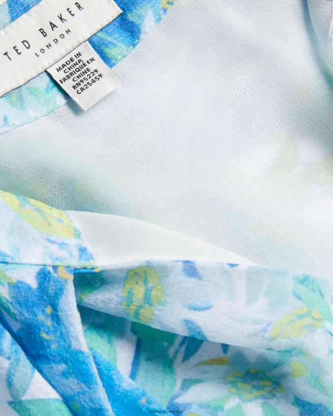 roupas Ted Baker top floral sem mangas chalote com detalhe de gravata branco mulheres 8X6HDF430
