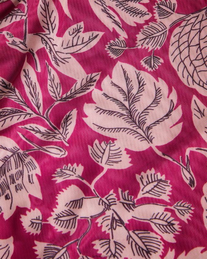 roupas Ted Baker top izabelo em malha estampada com babados Rosa brilhante mulheres 8X6HDF87