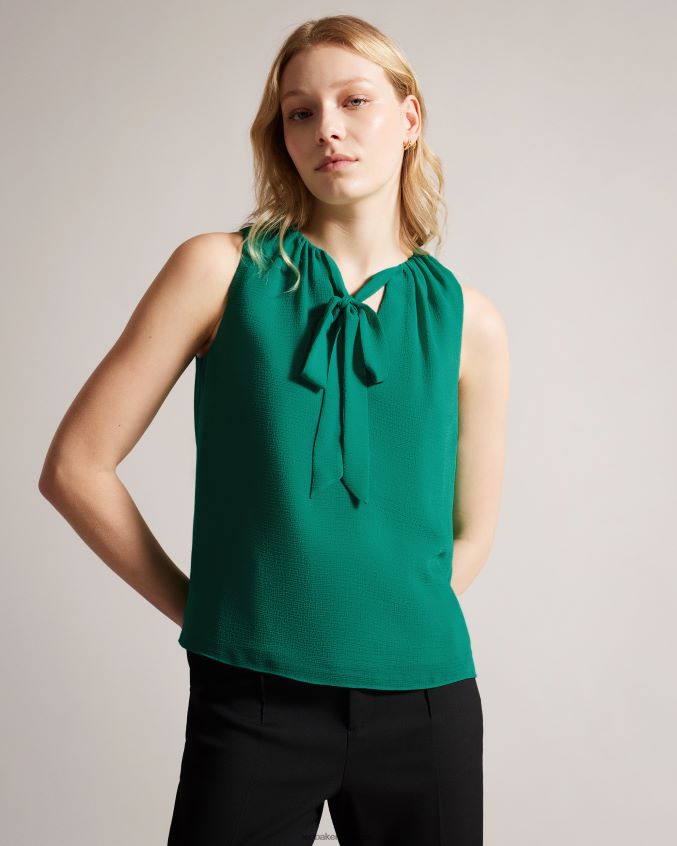 roupas Ted Baker top lydhia sem mangas com detalhe de gravata verde mulheres 8X6HDF457