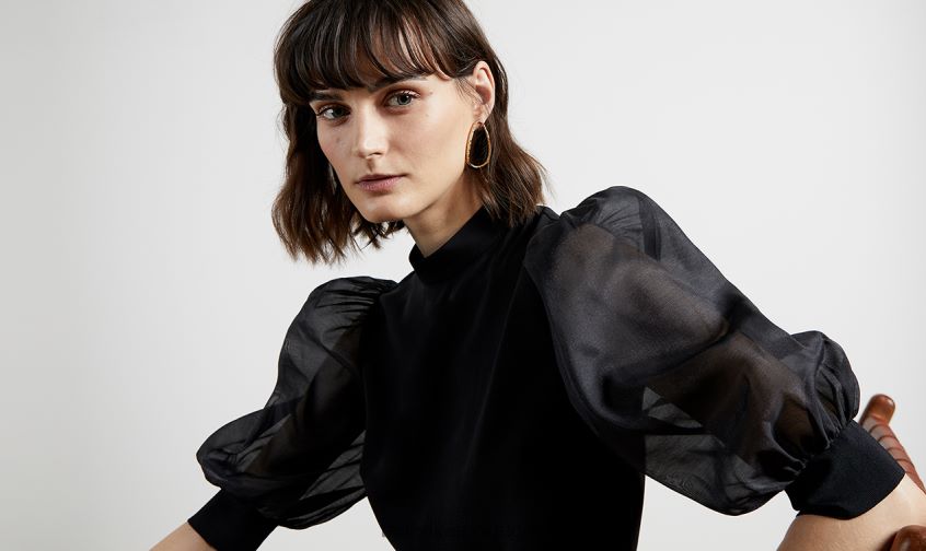 roupas Ted Baker top manga volume organza micaeli preto mulheres 8X6HDF336