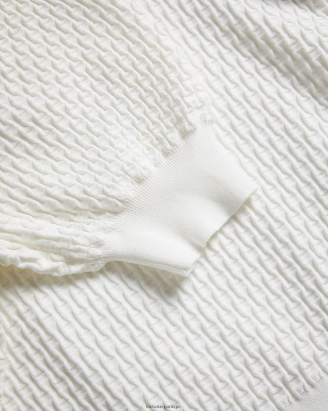 roupas Ted Baker blusa polo reannia com botões enfeitados branco mulheres 8X6HDF338