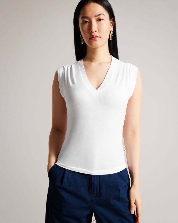 roupas Ted Baker Brielll equipado com decote em V branco mulheres 8X6HDF150