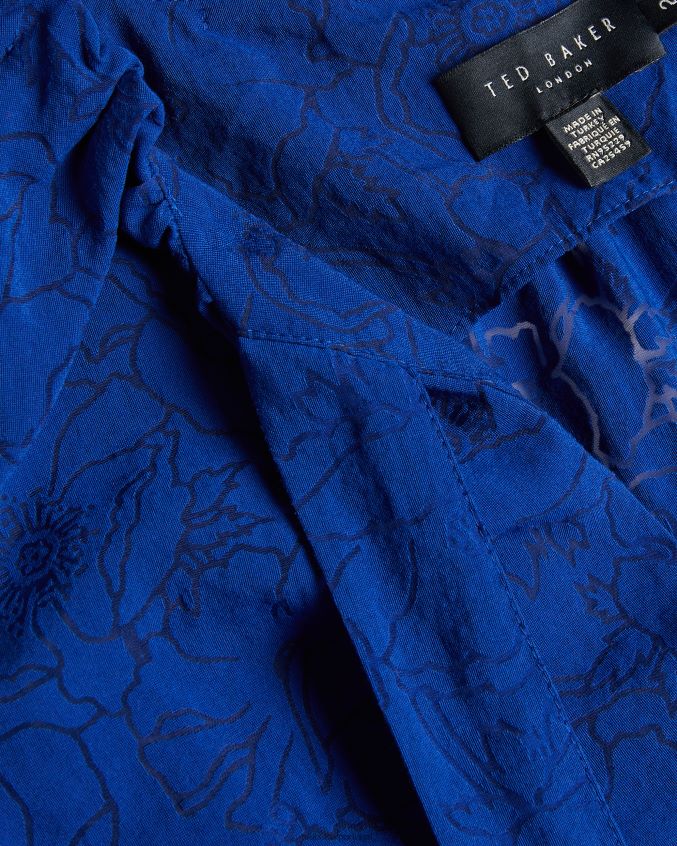 roupas Ted Baker adelaai devore top floral com gravata azul claro mulheres 8X6HDF440