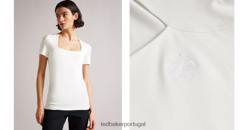 roupas Ted Baker blusa gerbela manga curta com decote quadrado branco mulheres 8X6HDF343