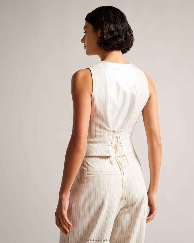 roupas Ted Baker colete kllaraj com decote em V creme mulheres 8X6HDF374