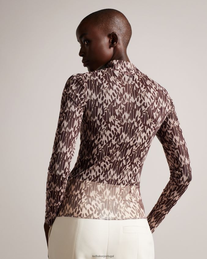 roupas Ted Baker jumila top justo com gola alta rosa-nude mulheres 8X6HDF104