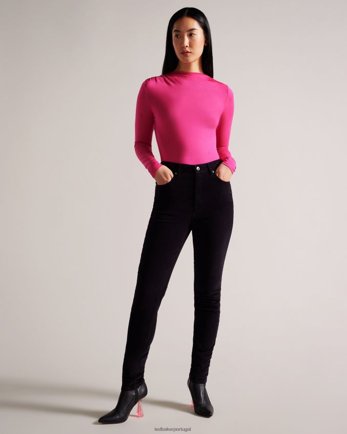 roupas Ted Baker top justo com gola torcida eloria Rosa escuro mulheres 8X6HDF54