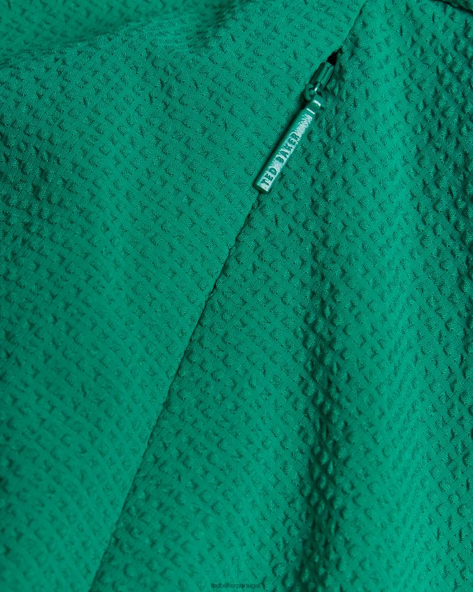 roupas Ted Baker Jozelyn minivestido com amarração na frente e manga balão verde mulheres 8X6HDF462