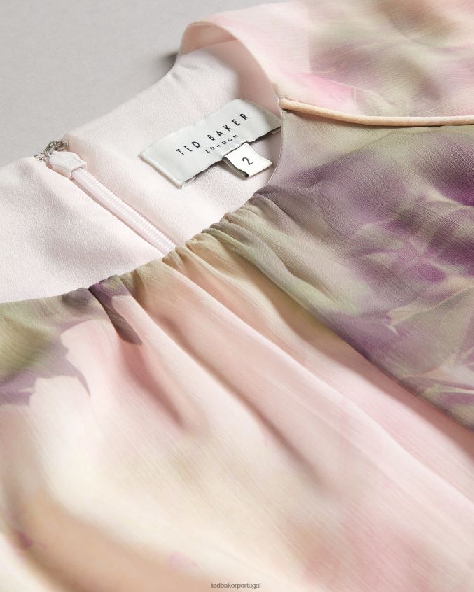 roupas Ted Baker amorita minivestido sem mangas com cintura floral desfocada coral mulheres 8X6HDF24