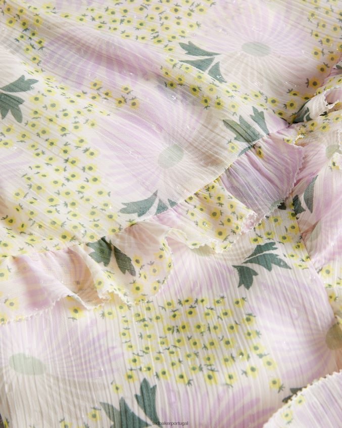 roupas Ted Baker mini vestido suttonn com detalhe de babados e decote torcido luz amarela mulheres 8X6HDF12