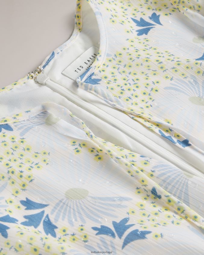 roupas Ted Baker mini vestido suziiee com cintura e babados assimétricos céu azul mulheres 8X6HDF10