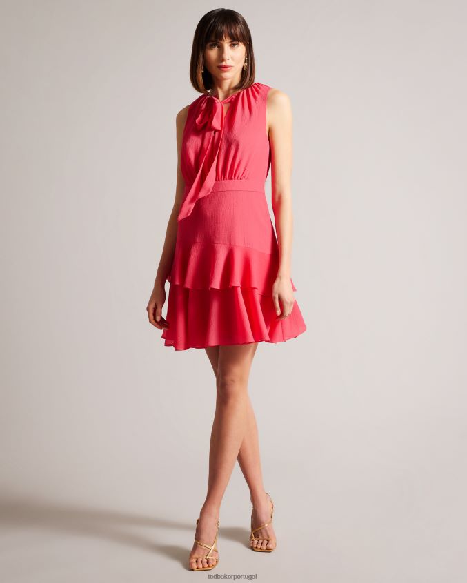 roupas Ted Baker minivestido assimétrico em camadas zandaa coral mulheres 8X6HDF455