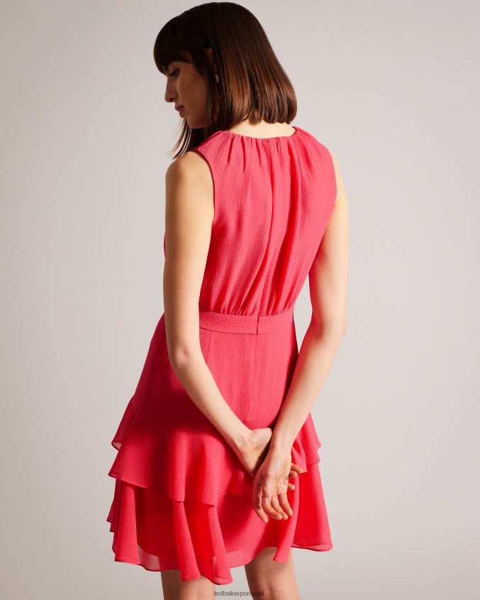 roupas Ted Baker minivestido assimétrico em camadas zandaa coral mulheres 8X6HDF455