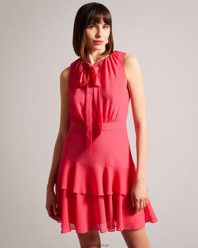 roupas Ted Baker minivestido assimétrico em camadas zandaa coral mulheres 8X6HDF455