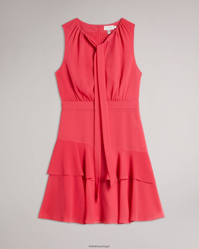 roupas Ted Baker minivestido assimétrico em camadas zandaa coral mulheres 8X6HDF455