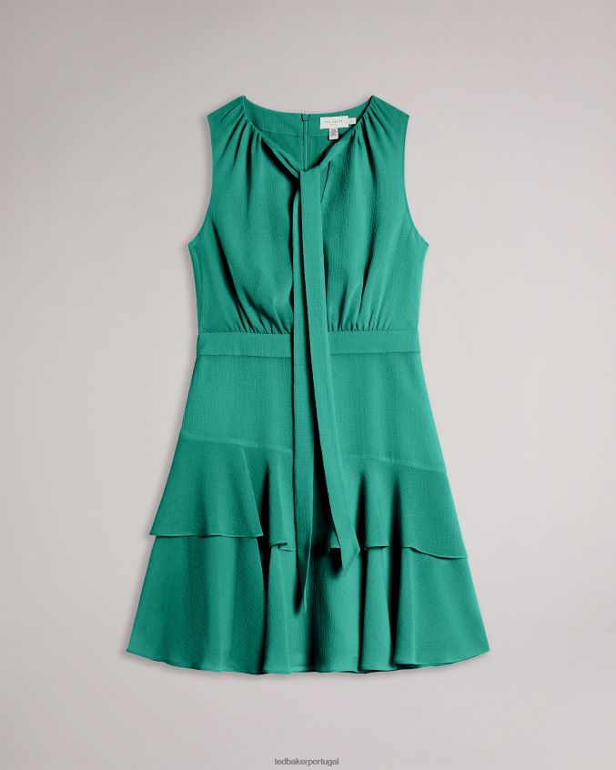 roupas Ted Baker minivestido assimétrico em camadas zandaa verde mulheres 8X6HDF459