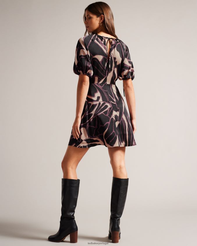 roupas Ted Baker minivestido com estampa abstrata Gilliaa preto mulheres 8X6HDF65