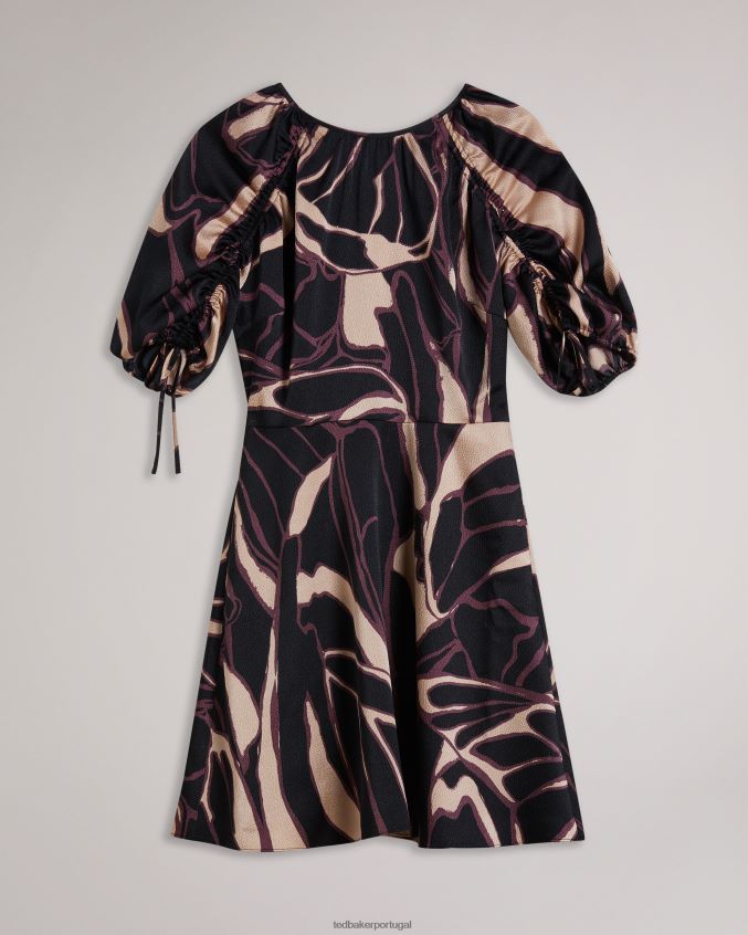 roupas Ted Baker minivestido com estampa abstrata Gilliaa preto mulheres 8X6HDF65