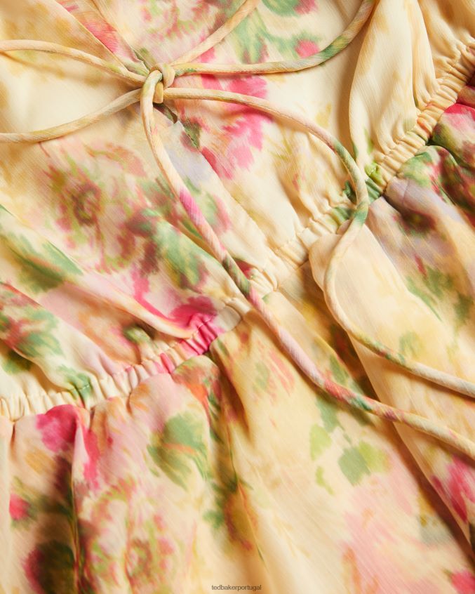 roupas Ted Baker minivestido floral em camadas tamziiy nebuloso bronzeado mulheres 8X6HDF293