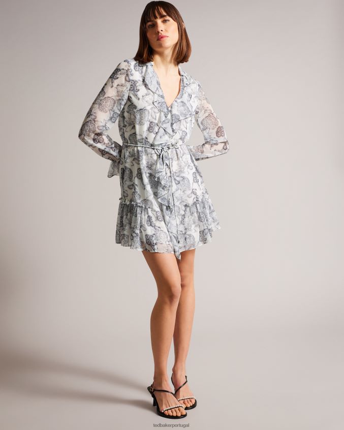 roupas Ted Baker vestido mini com detalhe de babados giorgii branco mulheres 8X6HDF378