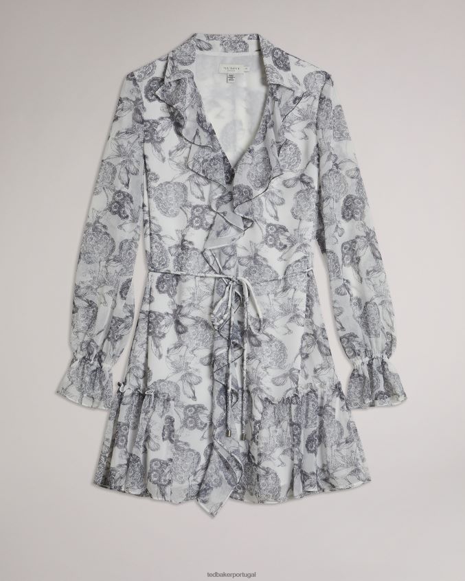 roupas Ted Baker vestido mini com detalhe de babados giorgii branco mulheres 8X6HDF378