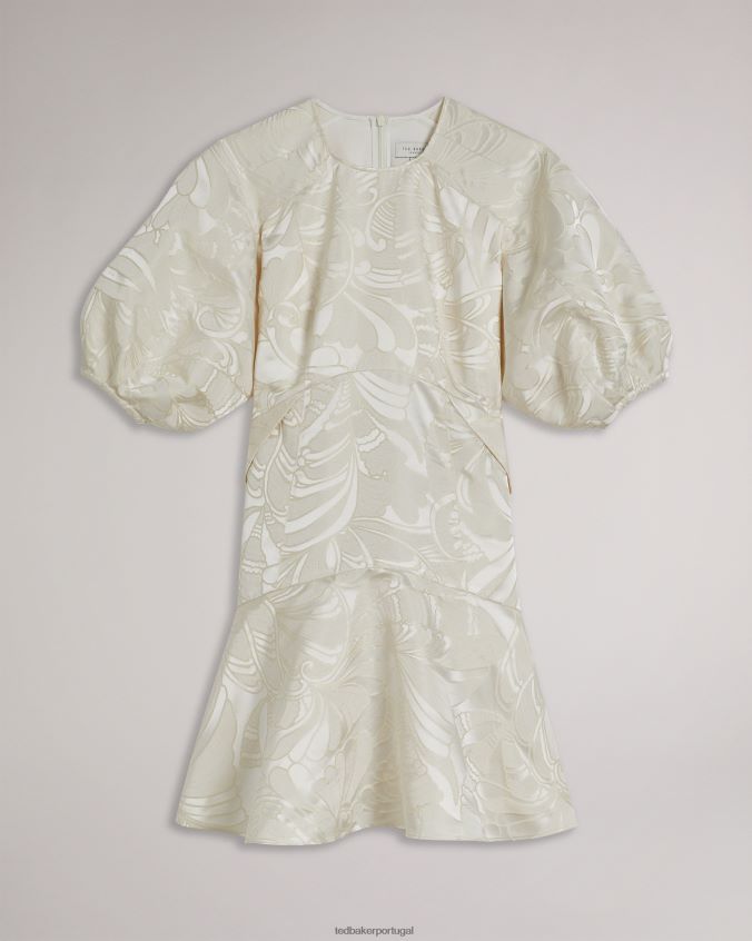 roupas Ted Baker vestido mini jacquard com manga bufante Alannah natural mulheres 8X6HDF229