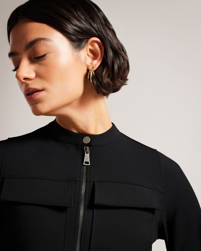 roupas Ted Baker Vestido camisa hattei com cinto e detalhes utilitários preto mulheres 8X6HDF58