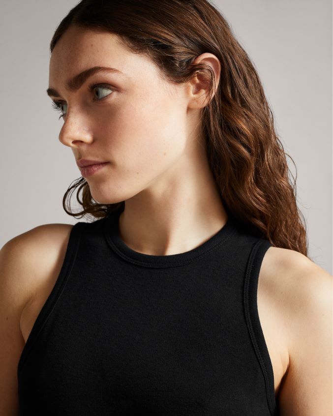 roupas Ted Baker livviaa vestido jersey com nó na frente preto mulheres 8X6HDF413