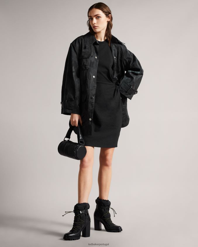 roupas Ted Baker livviaa vestido jersey com nó na frente preto mulheres 8X6HDF413