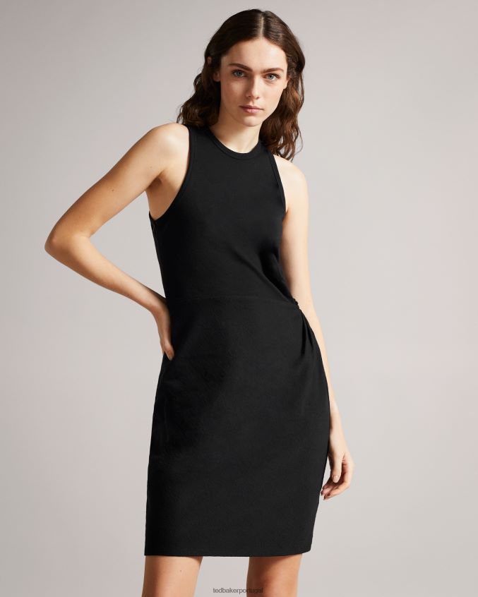 roupas Ted Baker livviaa vestido jersey com nó na frente preto mulheres 8X6HDF413