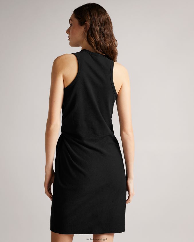 roupas Ted Baker livviaa vestido jersey com nó na frente preto mulheres 8X6HDF413