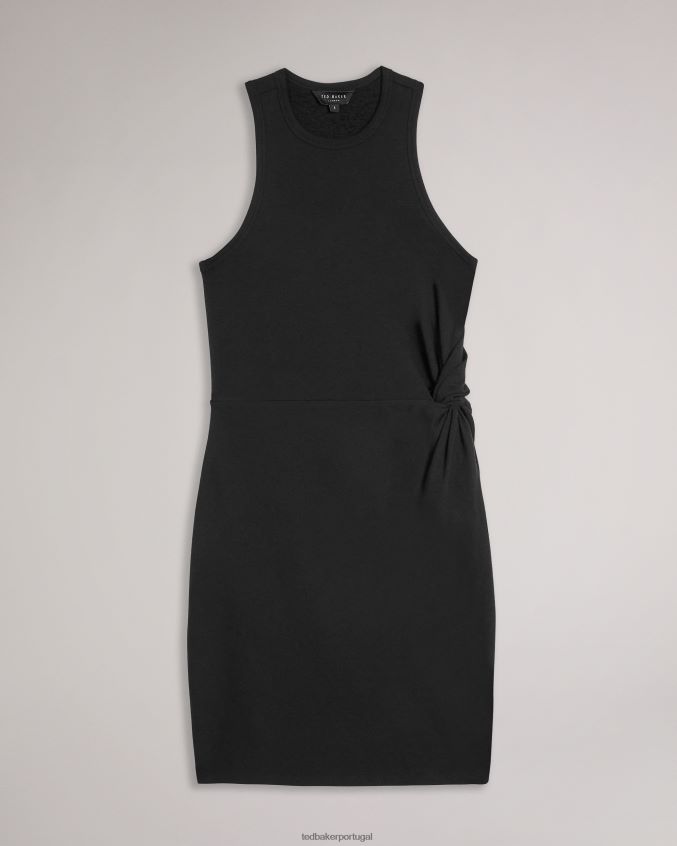roupas Ted Baker livviaa vestido jersey com nó na frente preto mulheres 8X6HDF413